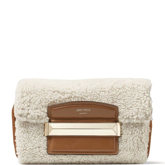 Jimmy Choo Carolina Shearling Shoulder Bag - Cream Multi - Picture 2 of 16